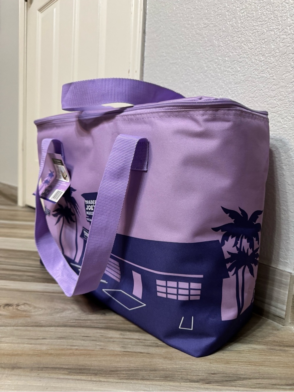 Trader Joe’s large Lavender & Navy Canvas Insulated Bag